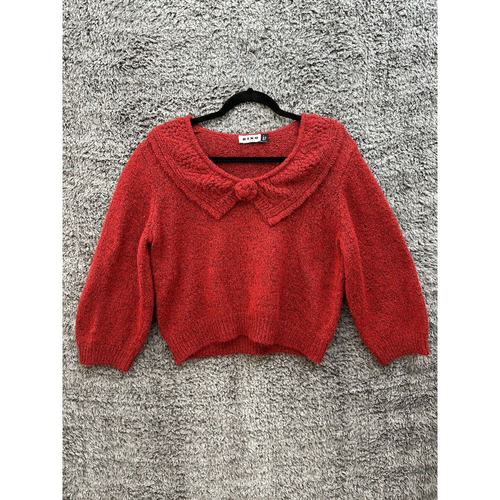 Rixo Serenity Metallic-knit Sweater In Red Size M $249